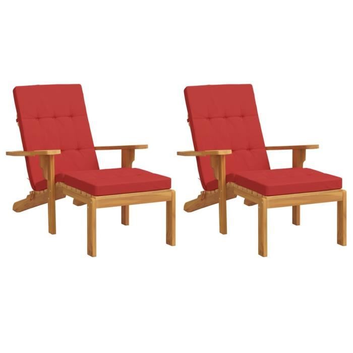 VidaXL Coussins de chaise longue lot de 2 rouge tissu oxford 361990