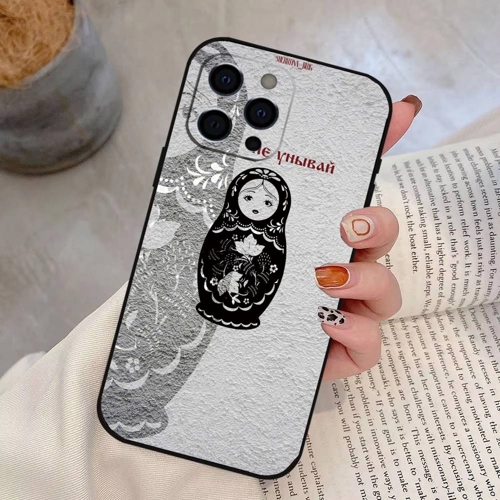 Russian Dolls Matryoshka Phone Case For iPhone 17, 16,15,14,13,12,11 Plus,Pro Max, Others Soft Black Cover