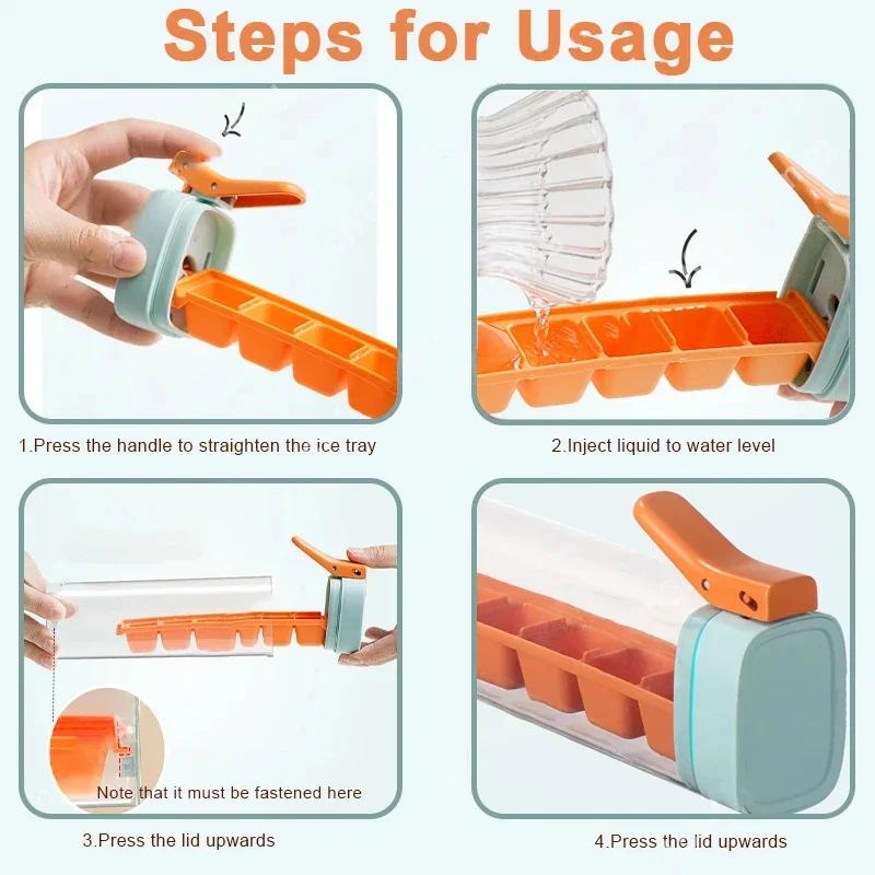 Ice Cube Molds Silicone Creative One Hand Press Type Small Ice Cube Maker Molds Food Grade Ice Cube Storage Box Whiskey Ice Cube