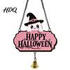Festive Entrance Hanging Bell Halloween Cute Witch Hat Ghost Door Sign, Wooden Decoration, Rustic Farmhouse Sign Doorbell Pendants for Indoor Outdoor
