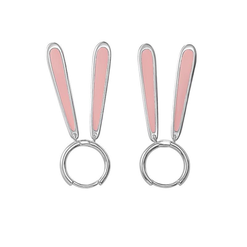 Banyan Tree S925 Silver Pink Rabbit Ear Earrings - Cute Gift for Girlfriends