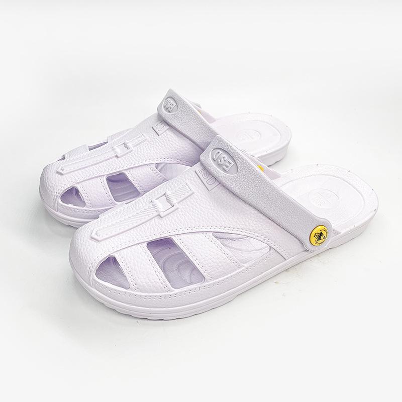 Anti-static Dust-free Breathable Non-slip Shoe Covers for Men & Women, Soft Sole Labor Protection Six-hole Slippers. White;46