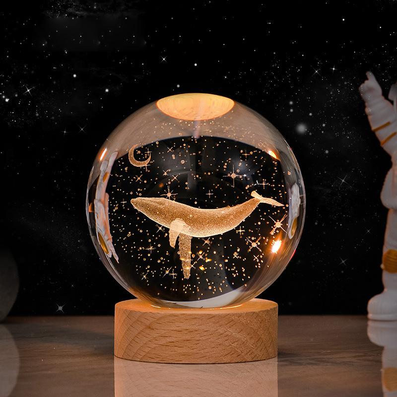 6cm 3D Crystal Ball Crystal Planet Night Light Laser Engraved Solar System Globe Astronomy Birthday Gift Home Desktop Decoration