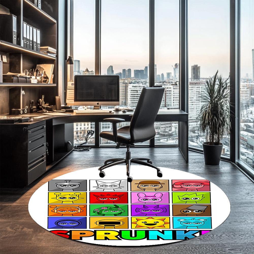 Sprunki Printed Round Rug Carpet Chair Rug Area Rug Entryway Doormats,for Office Chair Living Room Bedroom Kitchen Room.