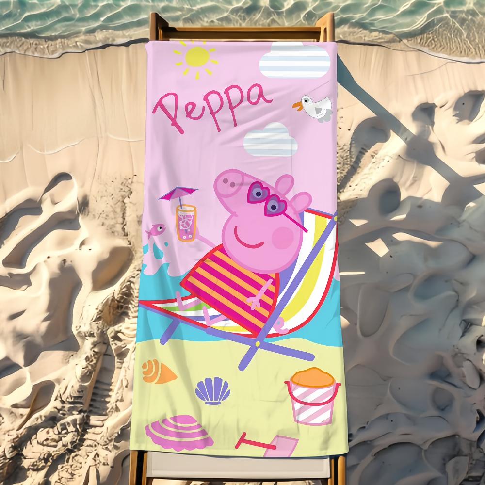 Cartoon P-Peppa Towel P-Pig Beach Towel Travel Lightweight Skin Friendly for Pool Beach Camping Cruise Summer