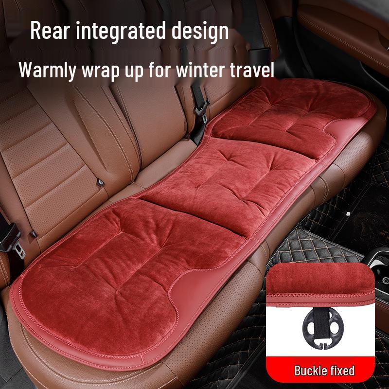 Luxury Flannel Winter Plush Car Seat Cushion for Mercedes-Benz & BMW - Thick, Warm, Three-Piece Rear Set