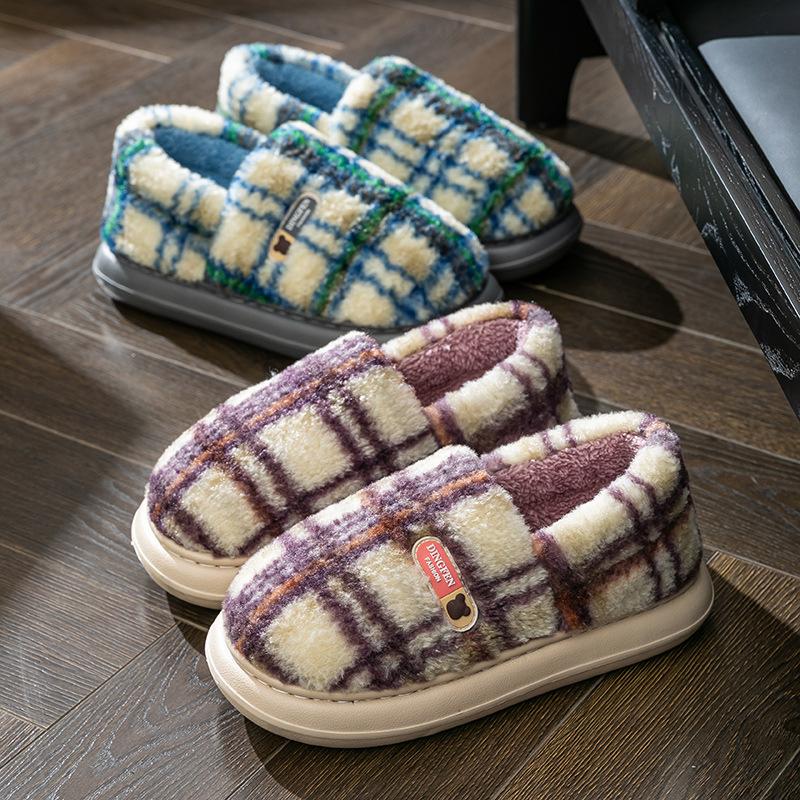 Cixi Cotton Slippers for Home Use In Winter Indoor Home Non-slip Plush Warm Couple In Winter