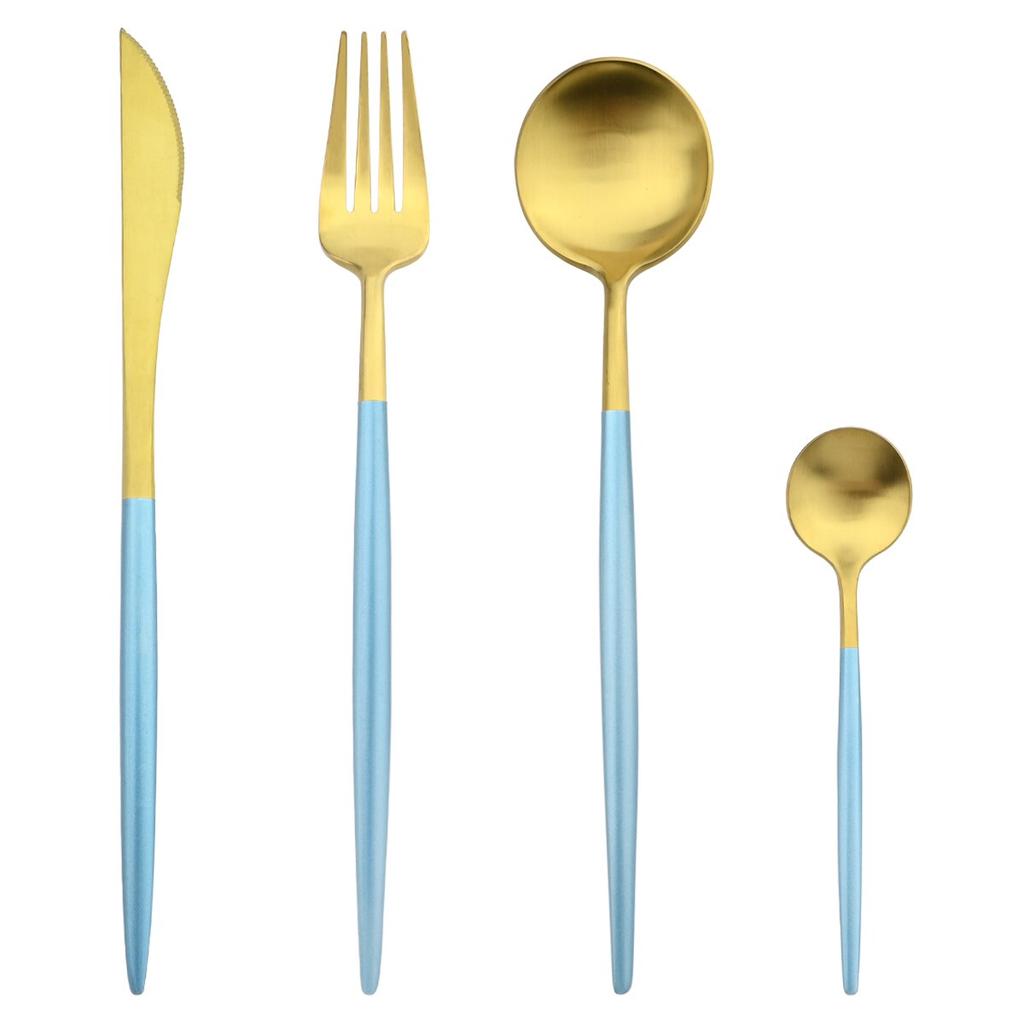 4Pcs/Set Matte Gold Dinnerware 18/10 Stainless Steel Cutlery Set Knife Fork Coffee Spoon Tableware Kitchen Silverware Flatware