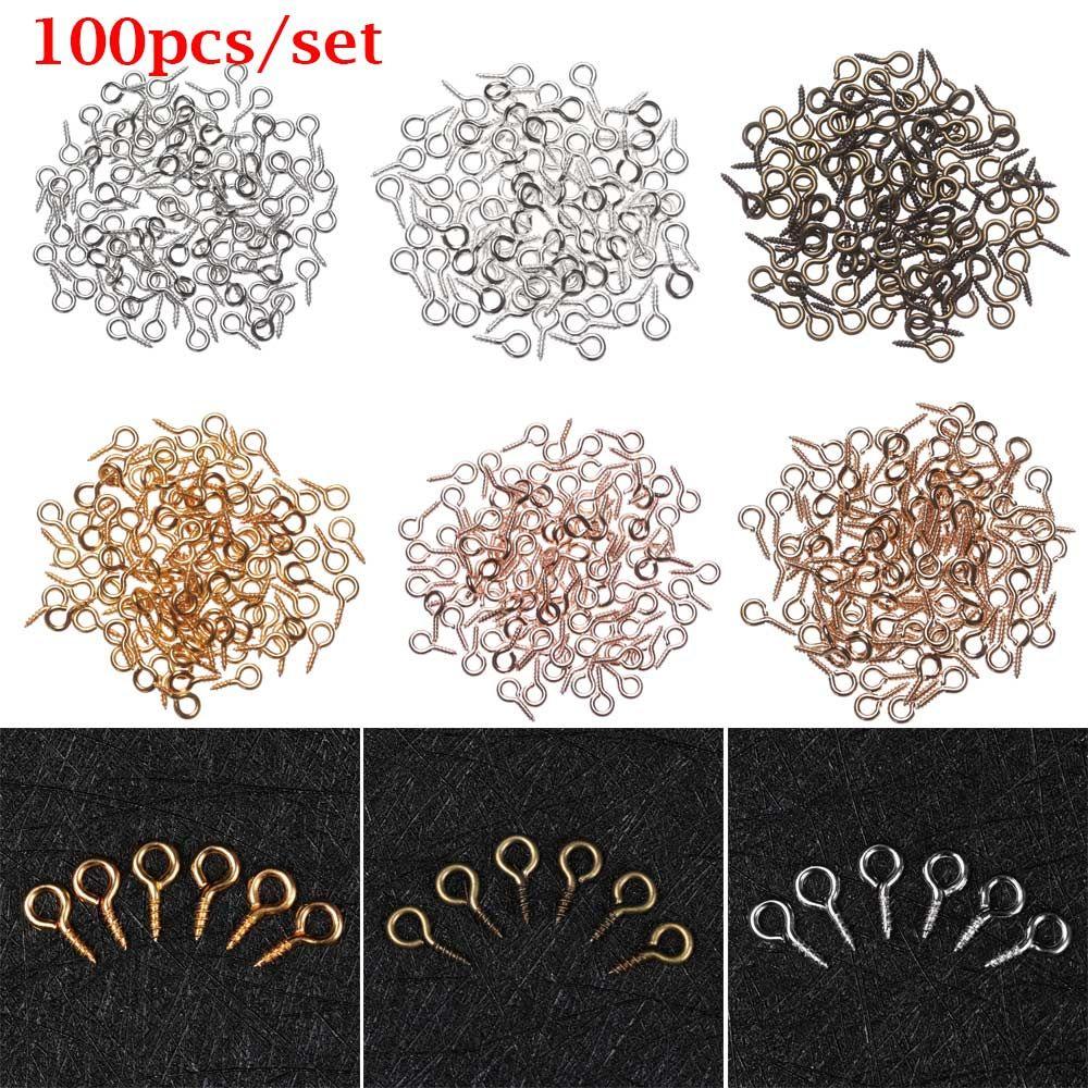100pcs/pack Accessories Jewelry Beaded Pendant Screw Nail Threaded Peg DIY Sheep Eyes Nail