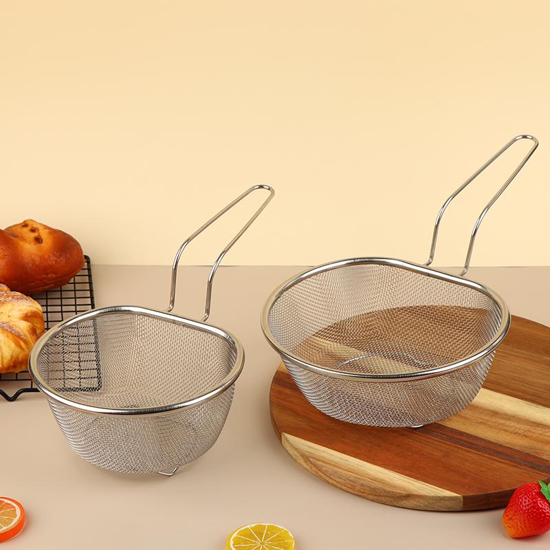 316 Stainless Steel Colander Flour Sieve Kitchen Lo Mein Strainer Deep Frying Basket Chafing Dish Versatile Cooking Utensil