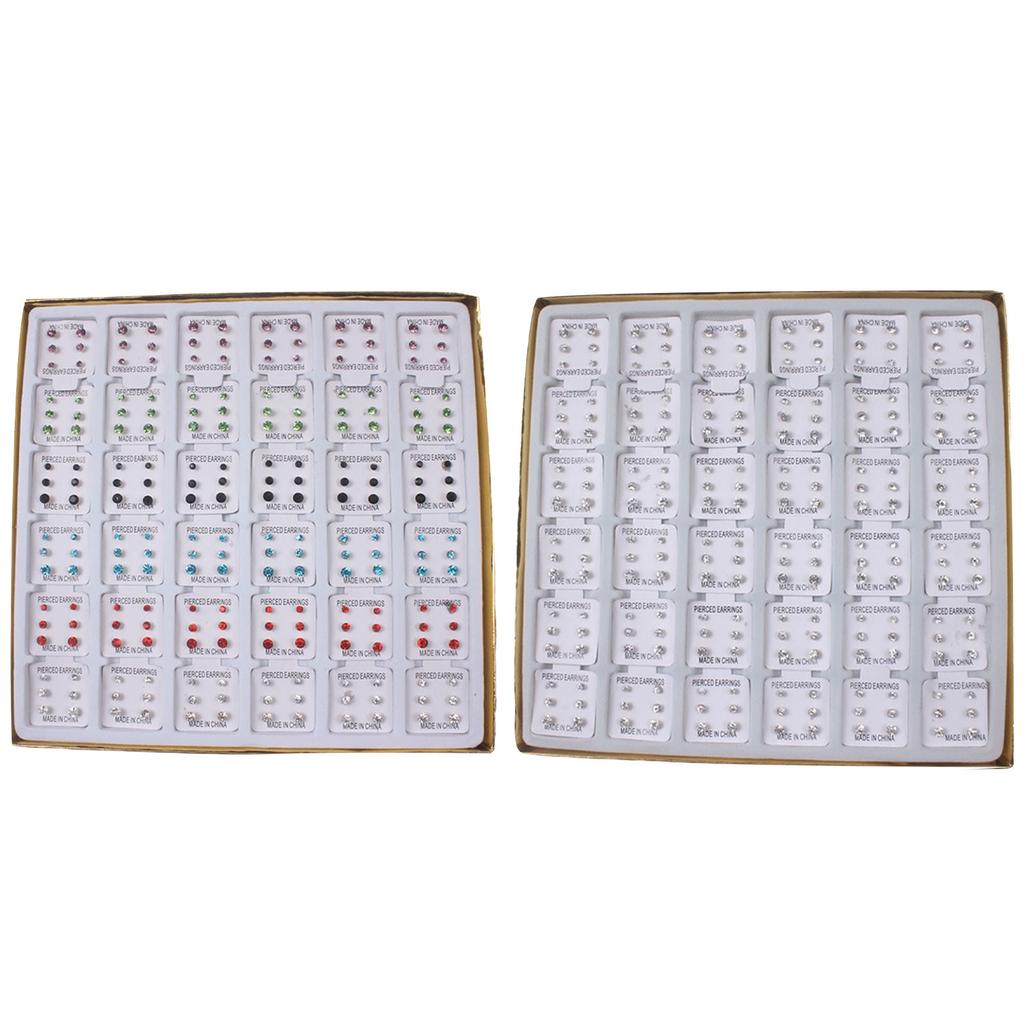108 Pairs Stylish Hypoallergenic Ear Studs Elegant Crystal Earrings Unique Ear Pin Crystal Texture for Sensitive Ears
