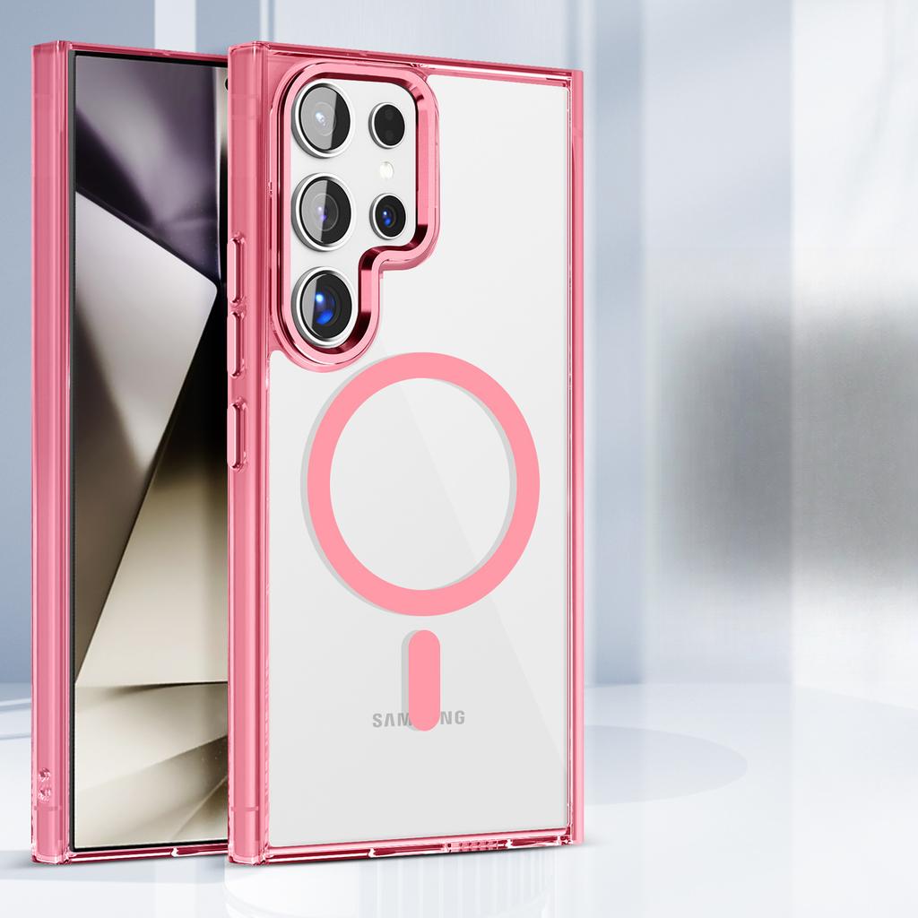 The Samsung S25Ultra Ice Color Transparent Magnetic Charging Phone Case Is Compatible with The S24FE Shockproof A16 Foreign Trade Protective Case