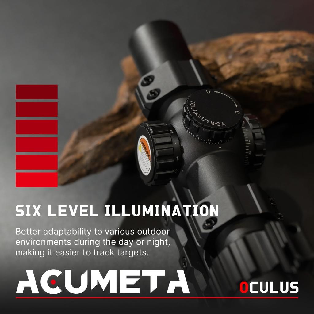ACUMETA Oculus 1-6X24 SFP Riflescope, 30mm Tube Hunting Riflescope with 20mm Rail Scope Mount