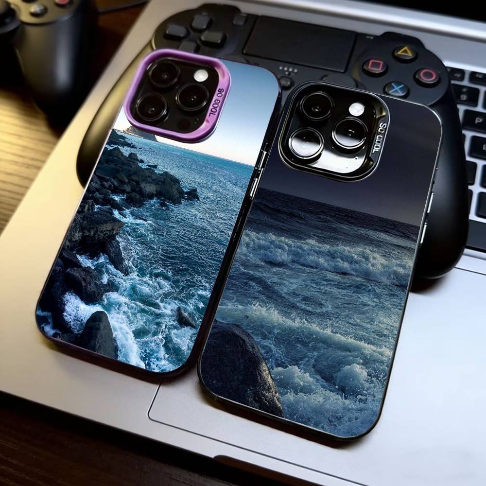 Marine landscape Phone Case For iPhone 17,16,15,14,13,12,11 Plus,Pro Max,XS,Colorful Silver Phone case Funda Cover