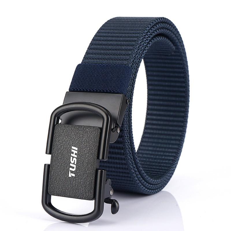 3.5cm Toothless Automatic Buckle Belt Men's Outer Nylon Casual Pants