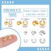 600Pcs 3 Sizes 2 Colors Brass Crimp Beads Covers, Nickel Free, Platinum & Golden, 3~5mm In Diameter, Hole: 1.2~1.8mm, 100pcs/color