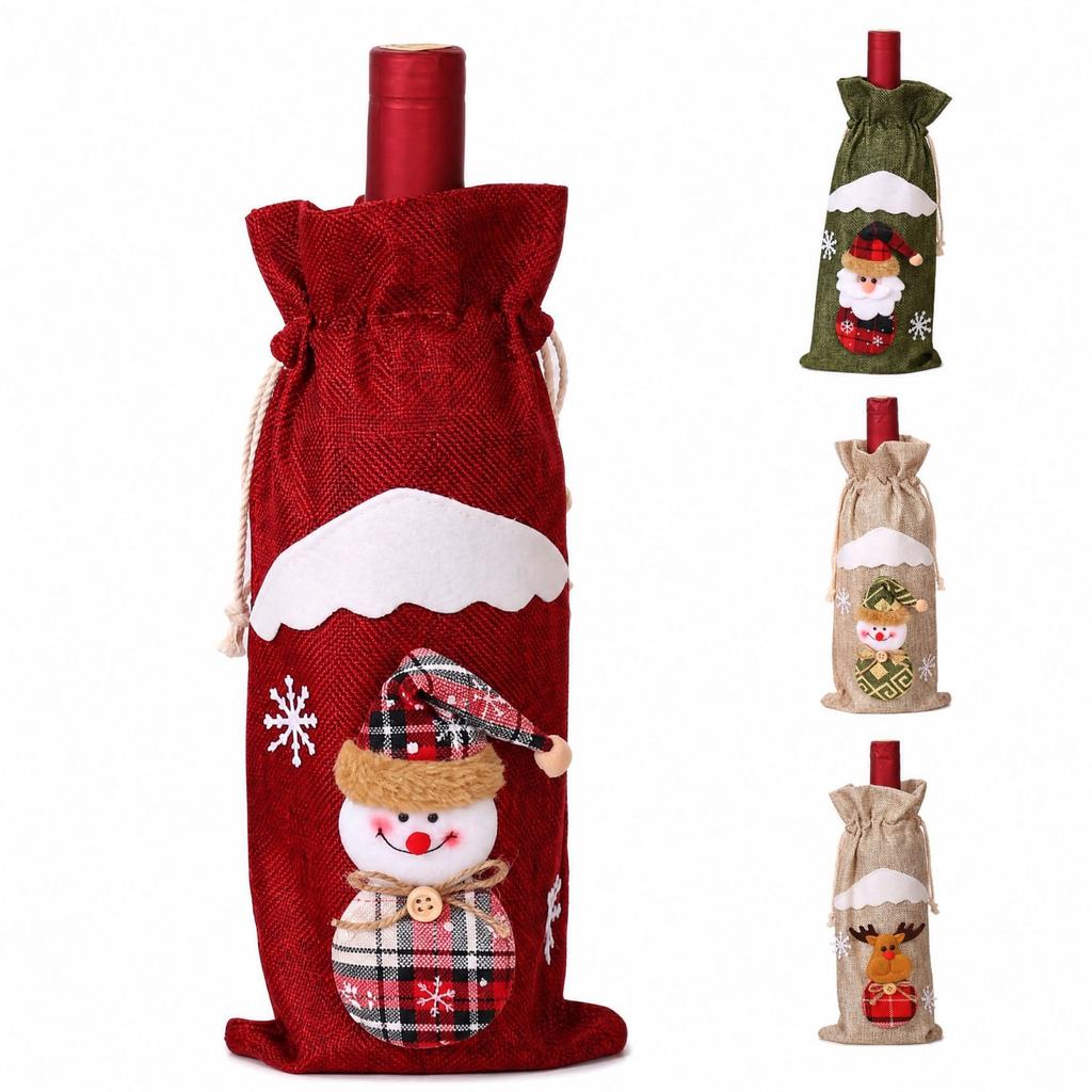 Red Wine Bottle Bag Christmas Holiday Wine Gift Pouch