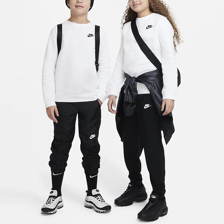 Nike Sportswear Club Fleece Solid Logo Crewneck Long Sleeve Sweatshirt Kids sweatshirt White DX5081-100