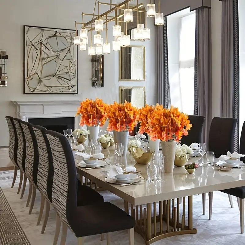 6/9 Branches Artificial Maple Leaves, Autumn Artificial Tree Leaves Decoration, Thanksgiving Plastic Fall Leaves, Indoor Outdoor