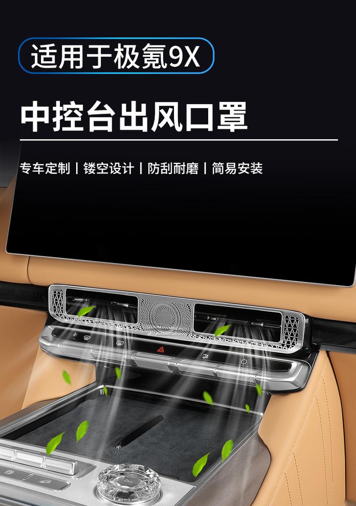 For Zeekr 9X 2025-2026 Front Dashboard AC Vent Protector Stainless Steel Dust Proof Mesh Cover Interior Decor