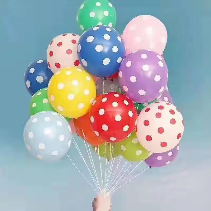 Set mit 10 bunten 12-Zoll-Latexballons mit Polka-Dots für Geburtstagsfeier-Dekorationen