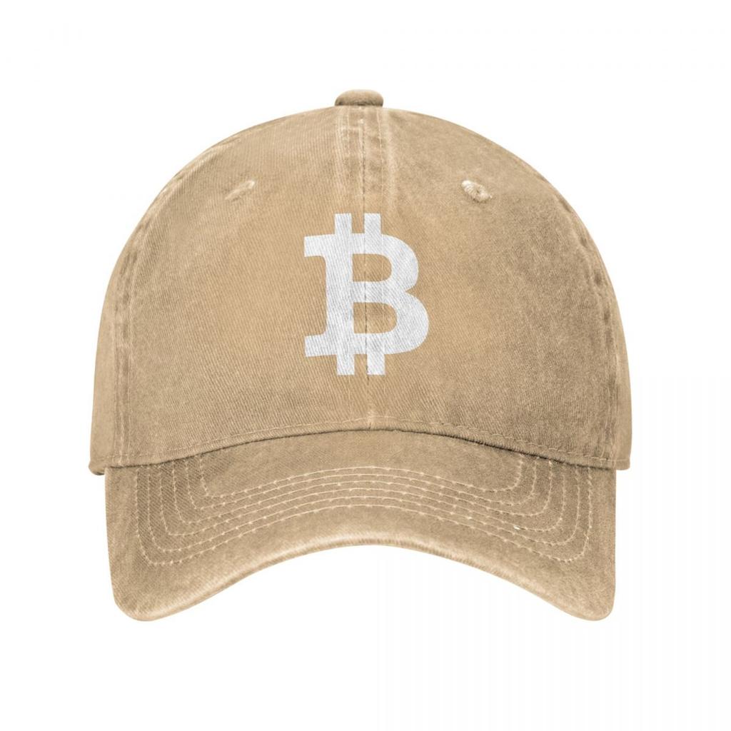 Orange Bitcoin Logo Unisex Women Baseball Caps Distressed Denim Washed Hats Cap Retro Outdoor Workouts Headwear