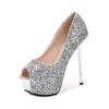 2021 Trendy European & American Sequin Peep Toe High Heel Platform Women's Shoes