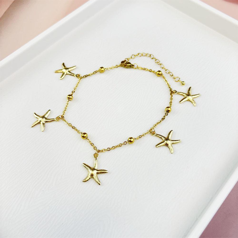 

Ocean Series Stainless Steel Dolphin, Starfish & Scallop Anklet for Women