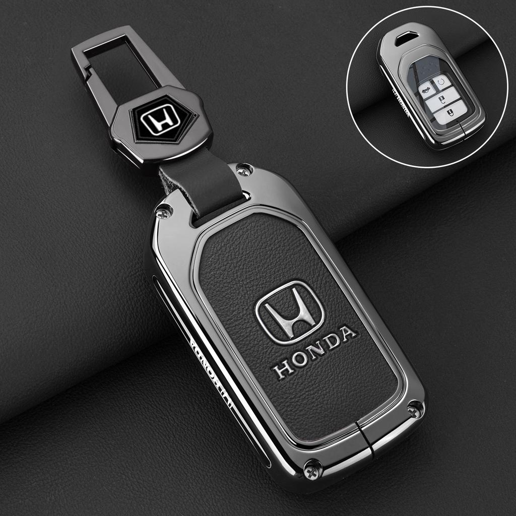Alloy Leather Car Key Case Fob Cover Shell for Honda 2017 2018 19CRV Pilot Accord Civic Jazz Jade Fit HR-V Freed Accessories