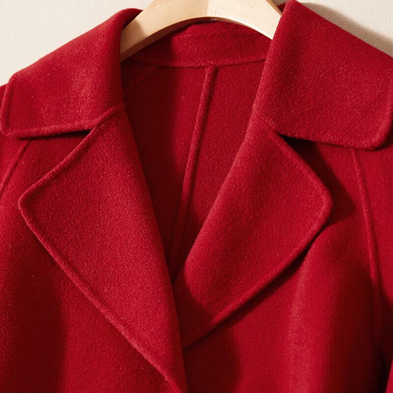 Women's 100% Wool Notched Lapel Double-faced Mid-length Winter Coat