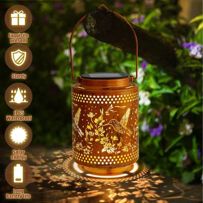 Hummingbird Solar Lantern IP65 Waterproof Metal Solar Light Dual Lighting Mode Step Wall Fence Lights Outdoor Garden Decoration