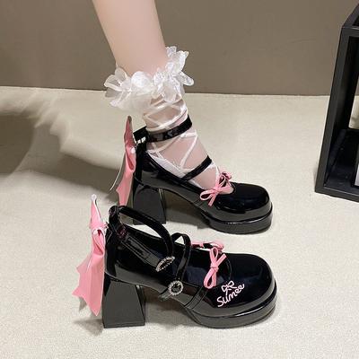 Modne buty damskie Słodkie urocze japońskie JK Lolita pojedyncze buty Wysokiej jakości kokarda platforma wysokie obcasy damskie buty Mary Jane Tacones