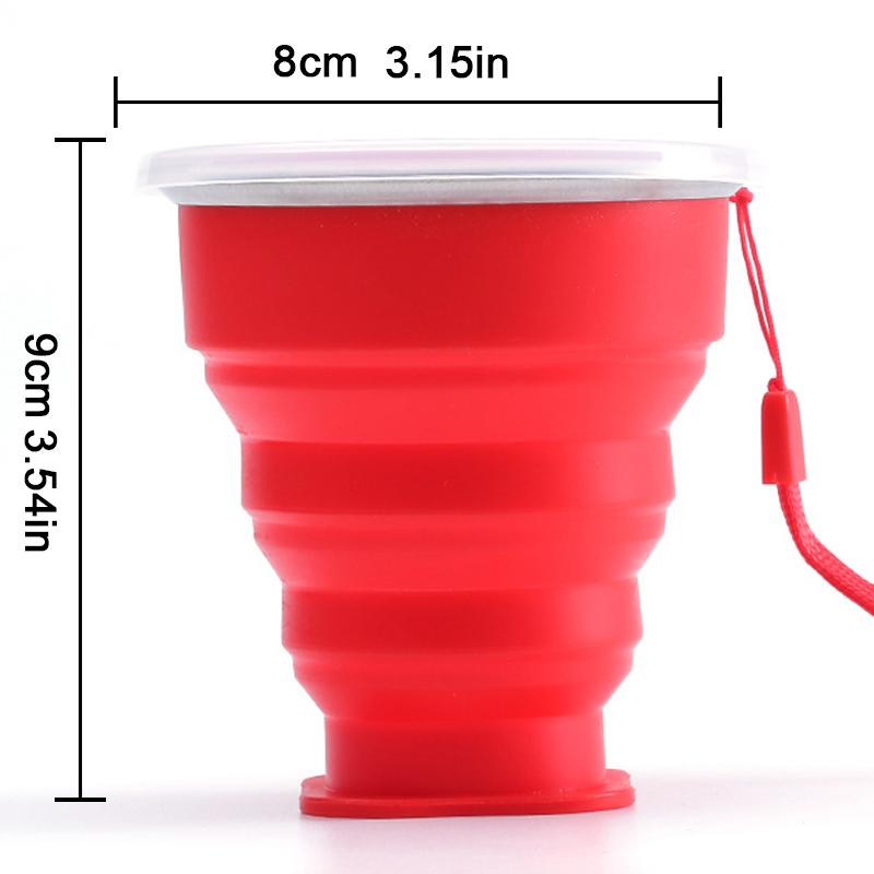 Copo Dobrável de Silicone para Exterior Caneca Dobrável Garrafa Dobrável para Camping Copos de Água de Viagem Caneca Portátil para Chá/Bebida com Tampa 200ML
