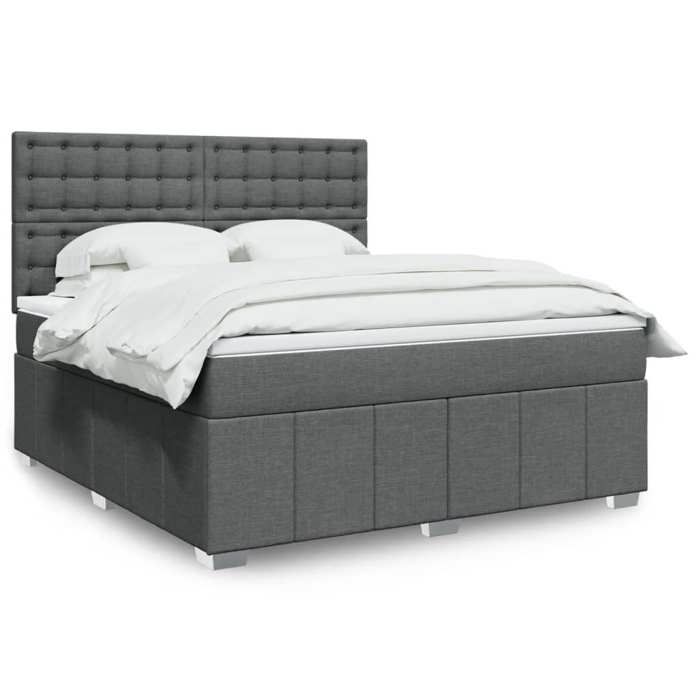 VidaXL Sommier à lattes de lit avec matelas Gris foncé 180x200cm Tissu, lit, lit à plate-forme, lit à panneaux 3294062