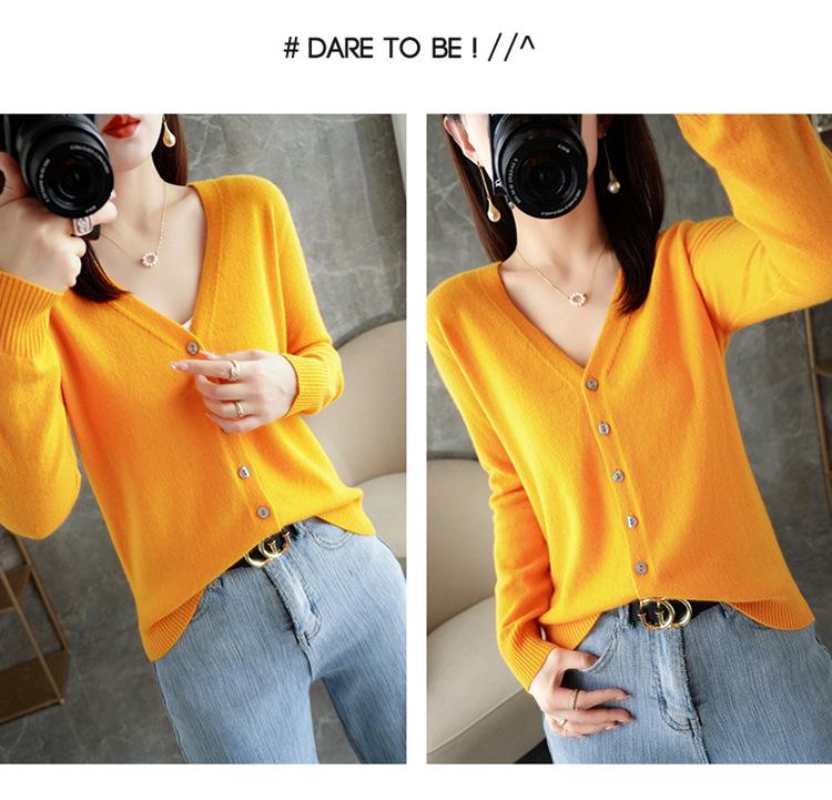 Women's V-neck Knitted Cardigan - Long-Sleeve All-Season Outerwear Sweater