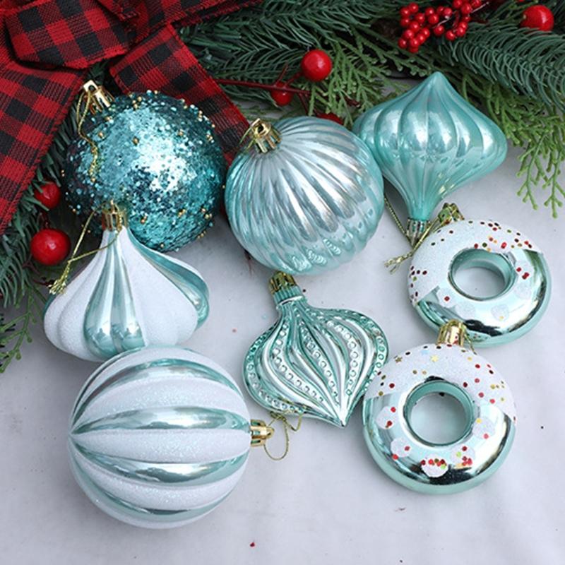 8PCS Colorful Christmas Tree Decorations With Unique Artwork Durable Plastic Ornament For Indoors Outdoor Use
