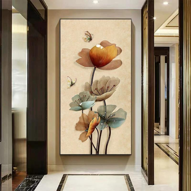 Retro Butterfly Flower Canvas Paintings Wall Art Pictures Chinese Style Vintage Poster And Prints for Living Room Aisle Decor