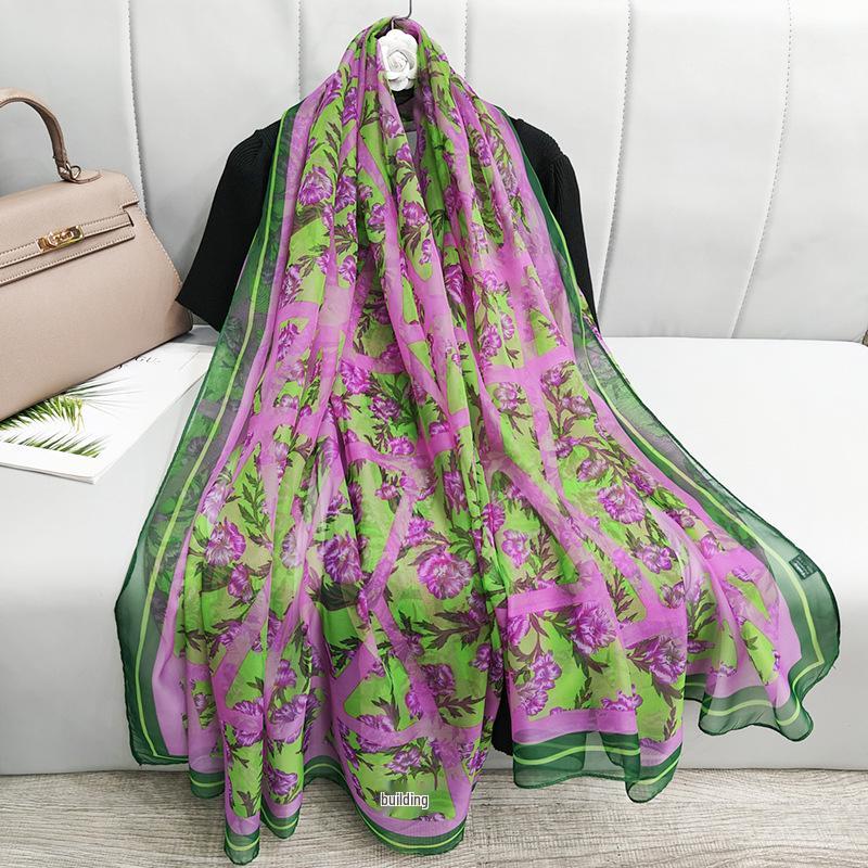 Spring Silk Sunscreen Scarf: Lightweight Women's Shawl for Outdoor Travel & Beach