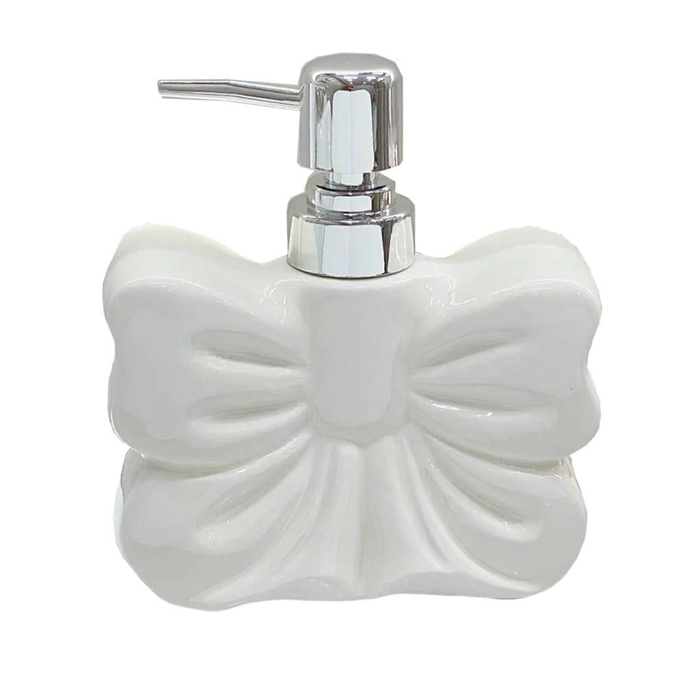 Bow-knot Refillable Soap Dispenser Ceramic 360ML Capacity Liquid Soap Dispenser Removable Empty Bottle Shower Bottles белый