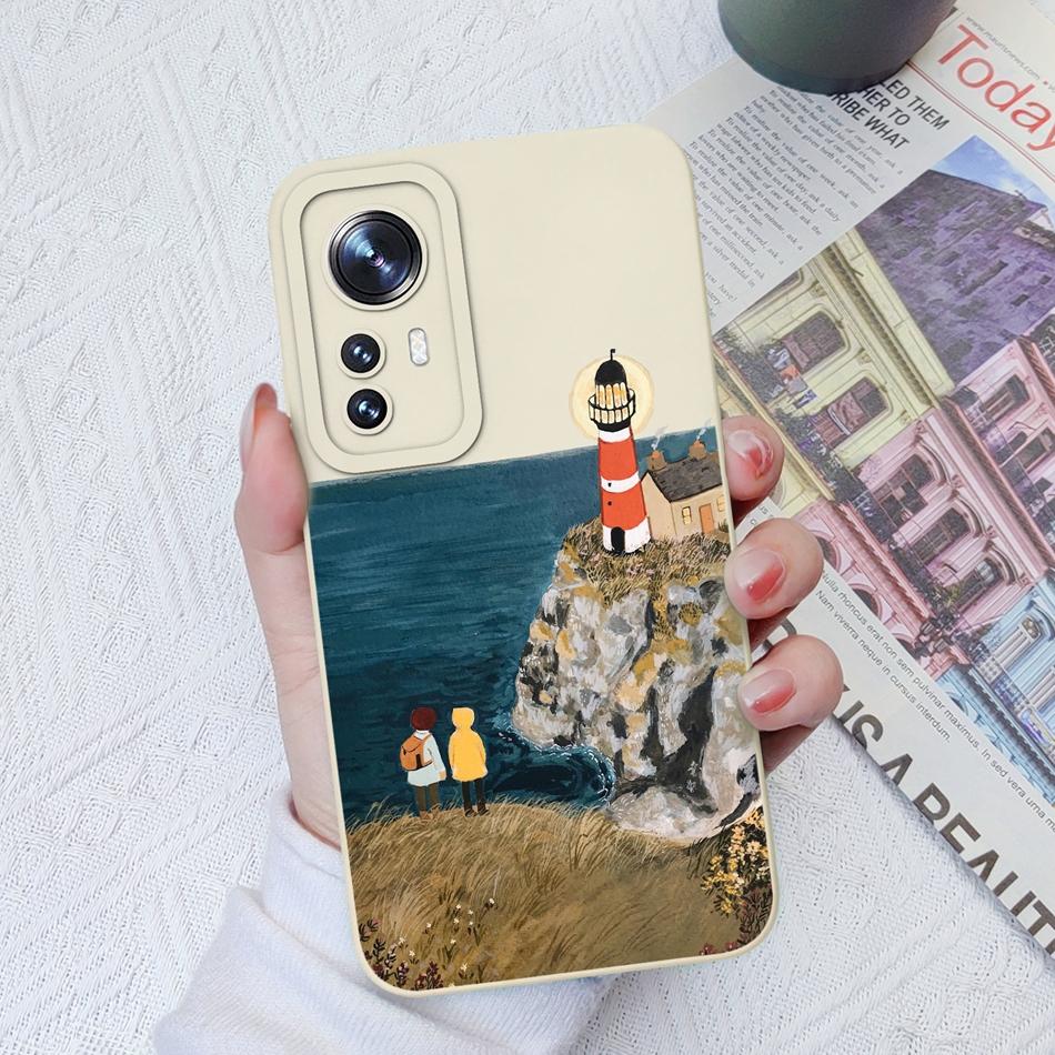 Phone Case For Xiaomi 12 Pro Lite Ultra Candy Color Patterned Liquid Silicone Full Coverage Anti Slip Shell For Xiaomi12 Coque
