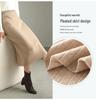 Women's Slim Fit Vertical Stripe Wool Midi Skirt - Versatile Cashmere Knit