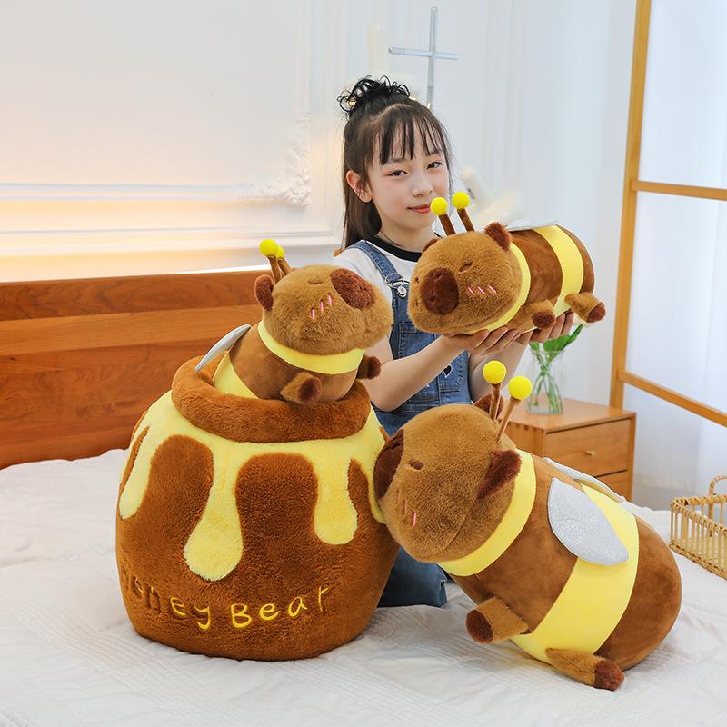 Bai Fen Bai Dolls And Toys New Creative Honeypot Kapibara Plush Toy Bee Capybara Doll Popular Children's Gift Pillow