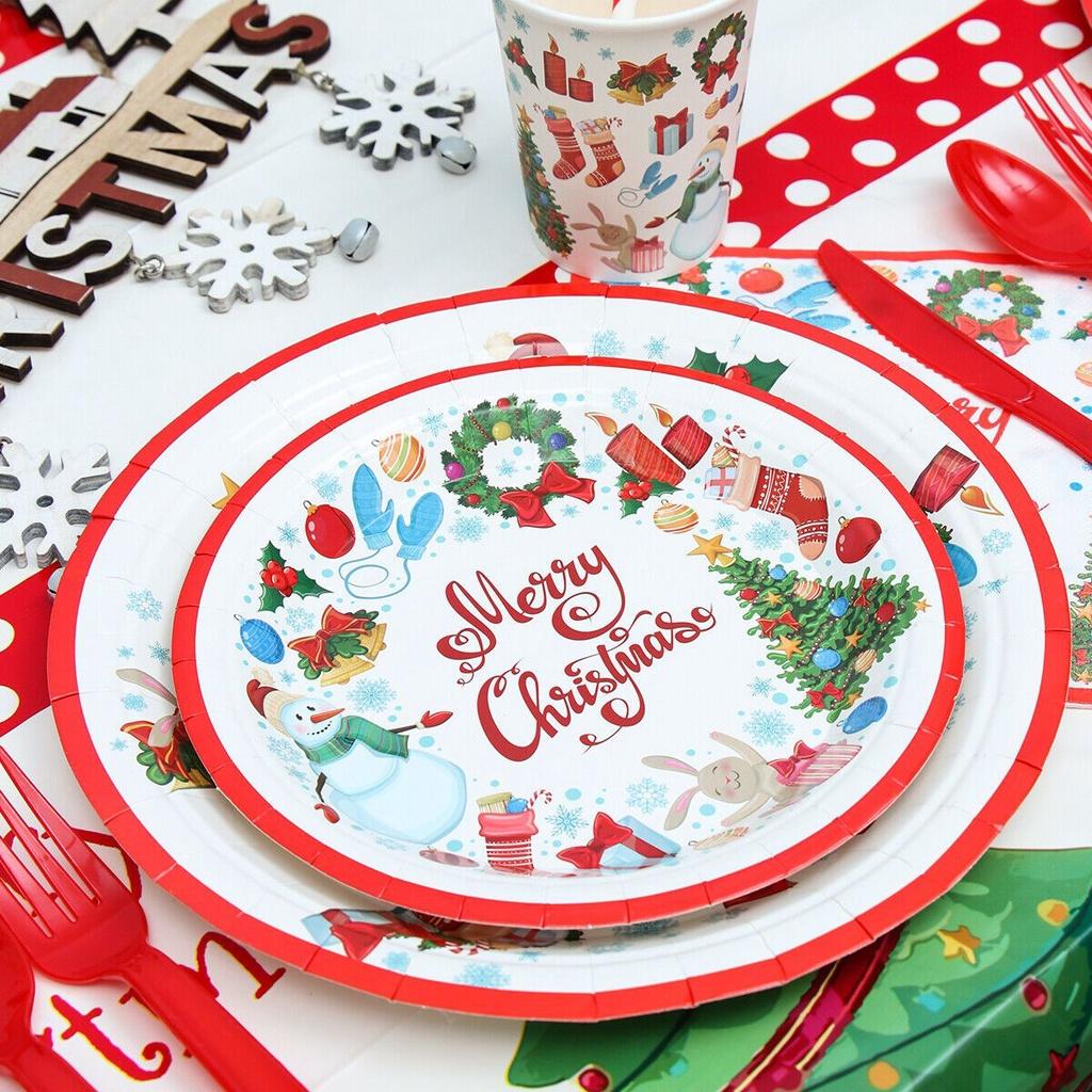 Festive Merry Christmas Santa Claus Themed Party Supplies Set