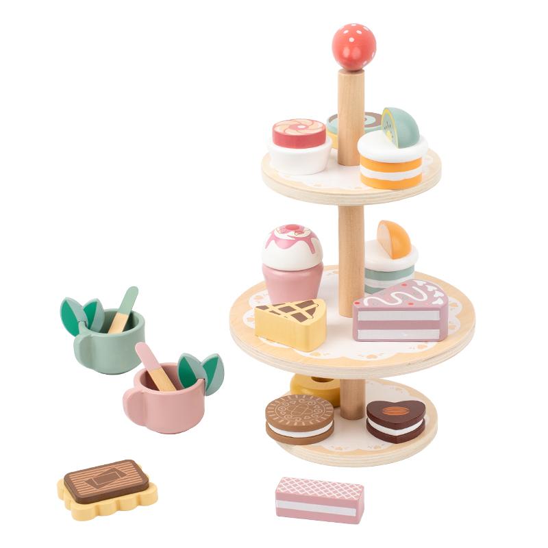 Wooden Afternoon Tea Set Toy Montessori Pretend Play Food Children's Role Play Game Play House Toy for Girls Boys Kids Gifts
