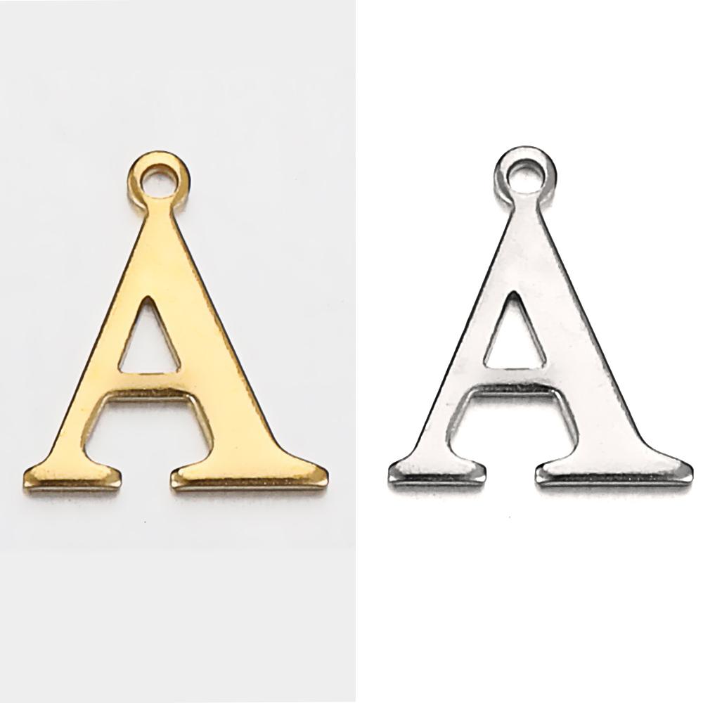 20pcs Stainless Steel Gold Letter Charm Initial Charms Alphabet Beads Pendants Assorted for Bracelet Necklace Jewelry Making DIY
