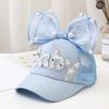 Children Big Bow cartoon Baseball Cap Cute Girls Pearl Snapback caps Sun Caps Mesh Rabbit Ear UV Protection Summer Hats boy