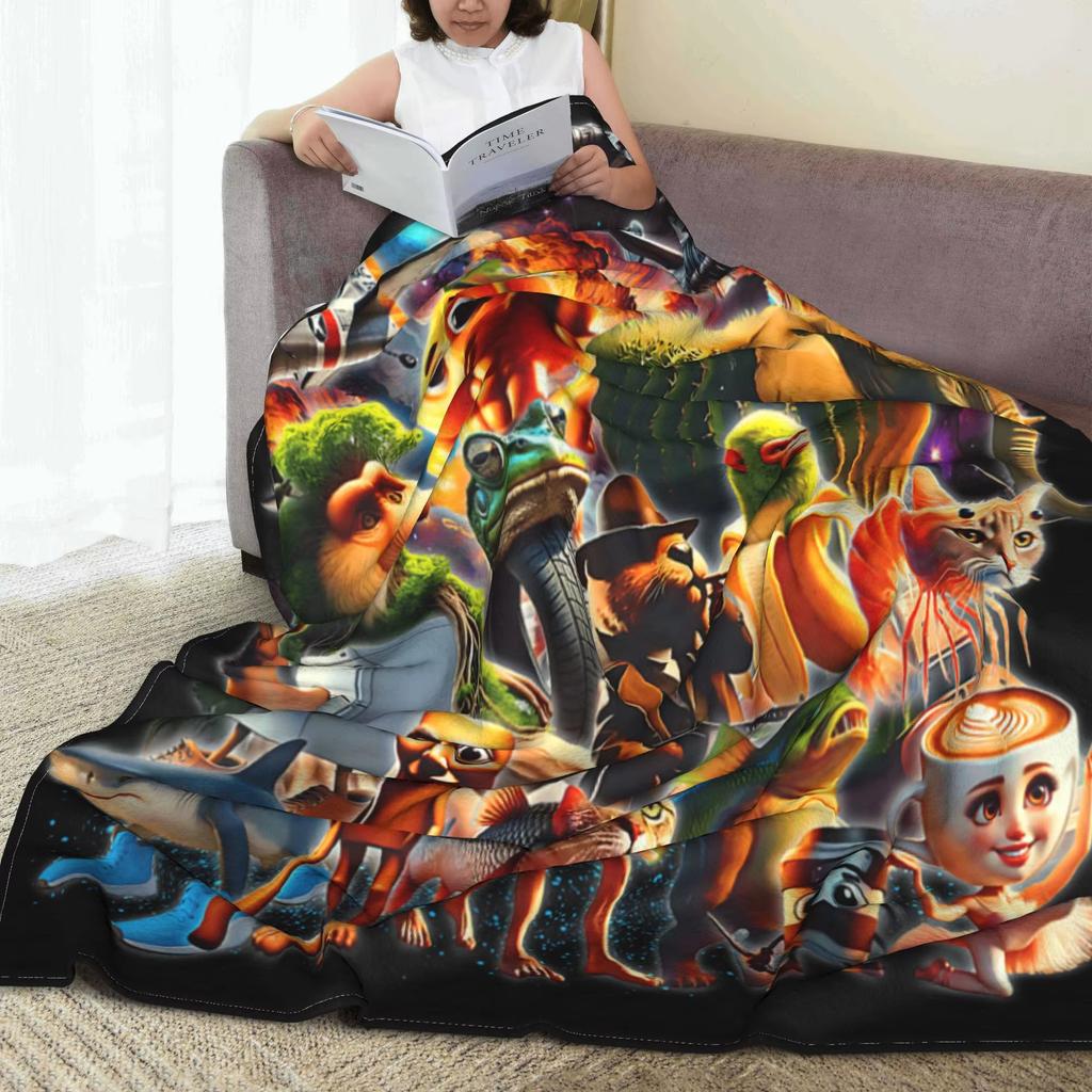 Brainrot AI Italian Plush Blanket generates animal patterns flannel material suitable for children and adults