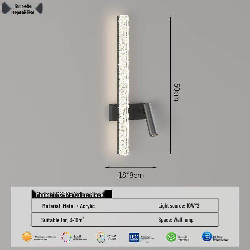 Italian Minimalist Ice Crackle Wall Lamp: Luxurious, Eye-Protecting Spotlight for Background or Aisle Lighting