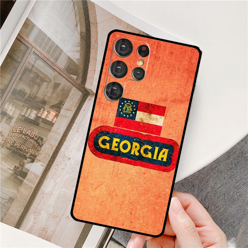 Georgia State Flag Phone Case For Samsung Galaxy S25 Ultra S9 S10 S20 S21 S22 S23 S24 Plus S24 FE Bumper Cover