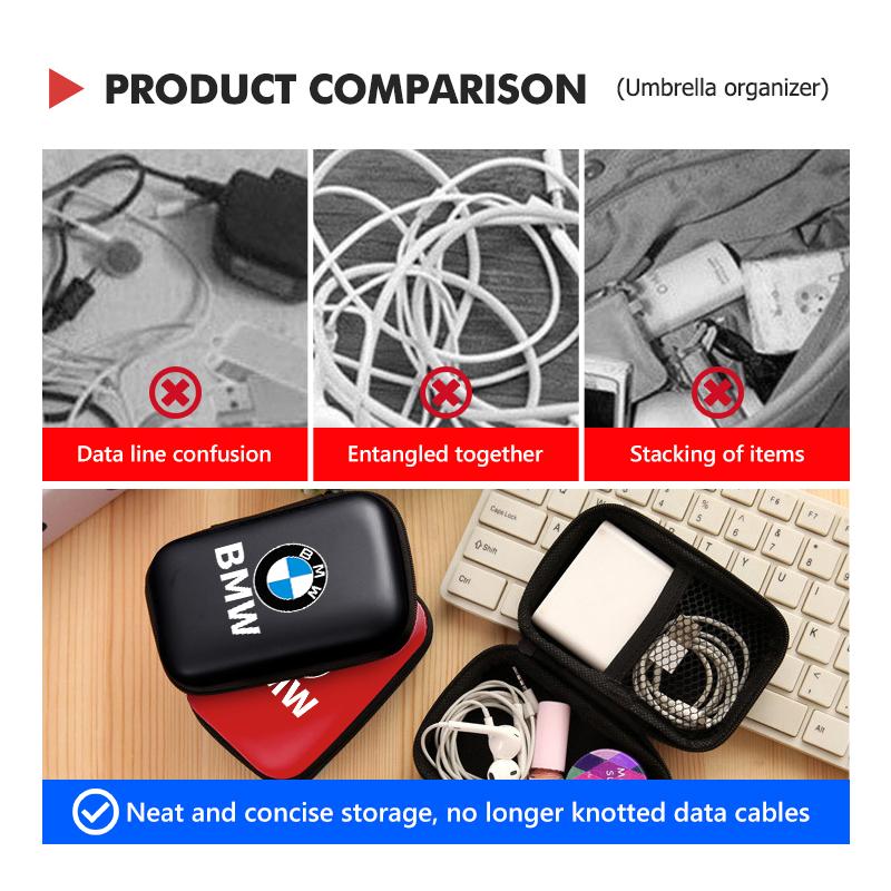 Car Portable EVA Storage Earphone Cable Case Bluetooth Bag For BMW M 1 3 4 5 6 7 Series M3 M6 F01 F02E34 E36 E70 F10 X6 X1 ULXMV1